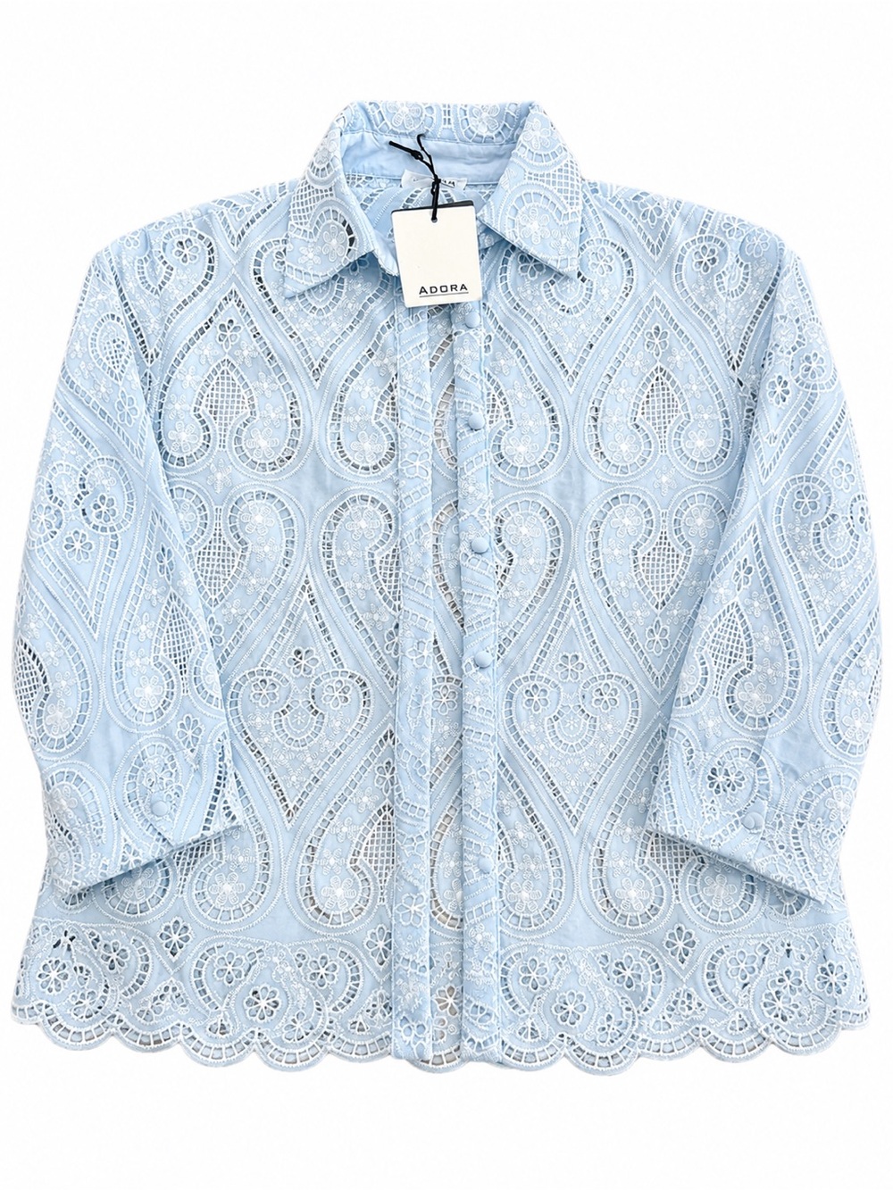 ADORA Light Blue Lace Button-Down Shirt